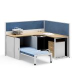 红心 办公家具单人位带床屏风工位电脑桌职员桌L型办公桌1600*1800*1150mm