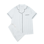 莱生活 水光绸家居服礼盒装 (纯色) 白色（黑色装边）XL码