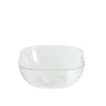 法兰晶 日式餐具沙拉碗玻璃碗水果盘碗碟套装方形金边沙拉碗 金边方形锤纹大号混色