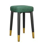 洛港 绿色皮革-黑金腿乳胶款可叠放方凳板凳餐桌圆凳创意椅子 300*300*450