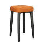 洛港 橙色科技布-全黑腿乳胶款可叠放方凳板凳餐桌圆凳创意椅子 300*300*450