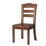 洛港 胡桃色木坐垫雕花款木餐椅靠背椅子家用餐椅原木凳子 410*420*880