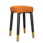 洛港 橙色麻布-黑金腿乳胶款可叠放方凳板凳餐桌圆凳创意椅子 300*300*450
