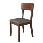 洛港 H椅胡桃灰皮木餐椅靠背椅子家用餐椅原木凳子 420*450*810