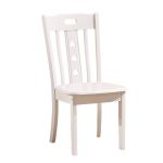 洛港 822白色木餐椅餐厅餐桌椅靠背椅子全橡木木质凳子 410*420*900