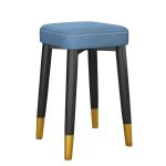 洛港 蓝色麻布-黑金腿乳胶款可叠放方凳板凳餐桌圆凳创意椅子 300*300*450