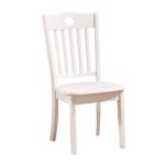 洛港 802白色木餐椅餐厅餐桌椅靠背椅子全橡木木质凳子 410*420*900