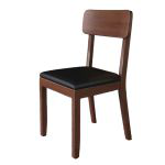 洛港 H椅胡桃黑皮木餐椅靠背椅子家用餐椅原木凳子 420*450*810
