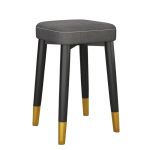 洛港 灰色麻布-黑金腿乳胶款可叠放方凳板凳餐桌圆凳创意椅子 300*300*450