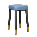 洛港 蓝色皮革-黑金腿乳胶款可叠放方凳板凳餐桌圆凳创意椅子 300*300*450