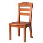 洛港 海棠色木坐垫雕花款木餐椅靠背椅子家用餐椅原木凳子 410*420*880