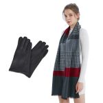 艾丝雅兰 A-ZH2007女款尚品围巾手套套装千鸟红围巾+黑色手套
