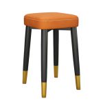 洛港 橙色皮革-黑金腿乳胶款可叠放方凳板凳餐桌圆凳创意椅子 300*300*450