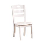 洛港 833白色木餐椅餐厅餐桌椅靠背椅子全橡木木质凳子 410*420*900