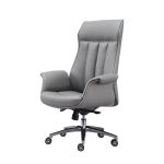 洛港 青灰色科技西皮滚动脚老板椅可躺舒适久坐电脑椅升降靠背椅子 570*780*1200