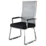 洛港 软钢网款灰色-电镀架靠背办公椅弓形职员会议室椅 420*450*800