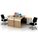 翰界 电脑桌财务桌单人双人位职员桌办公组合拐角桌 1.6黄双人位含挡板