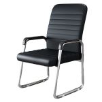 洛港 透气皮革款黑色-电镀架乳胶款靠背办公椅弓形职员会议室椅 420*450*800