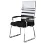 洛港 软钢网款黑白条-电镀架靠背办公椅弓形职员会议室椅 420*450*800