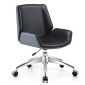 洛港 灰蓝色西皮+黑色超纤皮滚动脚现代简约办公椅升降旋转电脑椅 500*590*900