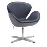 洛港 全皮灰蓝+黑科技西皮固定脚办公椅电脑椅简约个性化椅子会议椅 680*440*720