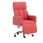 洛港 轮子款西瓜红科技皮电脑椅舒适办公室椅子家用游戏靠背转椅 520*520*1100