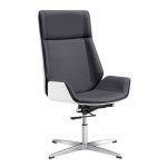 洛港 钢琴白+黑色超纤皮固定脚办公椅现代老板椅大班椅电脑椅 580*500*1070