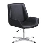 洛港 黑色西皮+黑色超纤皮固定脚现代简约办公椅升降旋转电脑椅 500*590*900