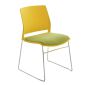 洛港 黄色+绿色座包款实心管培训椅塑料靠背椅简约会议办公椅 500*490*800
