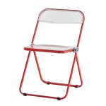 洛港 红色框架透明面透明椅子亚克力餐椅凳子轻奢折叠椅 410*410*740