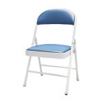 洛港 钢板底座双层海棉白腿蓝面简易折叠椅办公椅会议椅电脑椅餐椅 400*400*790