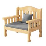 洛港 单人80cm长环保原木沙发组合简约新中式木质沙发靠背长椅 800*580*850