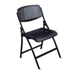 洛港 黑色加厚款简易培训靠背椅折叠椅子便携办公椅会议椅 430*430*840