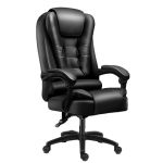 洛港 黑色牛皮+按摩办公椅按摩椅人体工学老板椅可躺电脑椅 450*530*1030