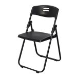 洛港 黑色黑脚塑料折叠椅子培训椅靠背椅会议椅简约休闲餐椅 358*400*785