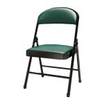洛港 钢板底座双层海棉黑腿绿面简易折叠椅办公椅会议椅电脑椅餐椅 400*400*790
