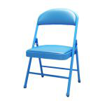 洛港 钢板底座蓝腿蓝面简易折叠椅办公椅会议椅电脑椅餐椅 400*400*790