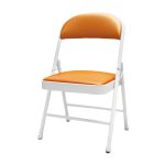 洛港 钢板底座双层海棉白腿桔面简易折叠椅办公椅会议椅电脑椅餐椅 400*400*790