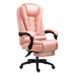 洛港 粉色+按摩+搁脚办公椅按摩椅人体工学老板椅可躺电脑椅 450*530*1030