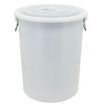 兰诗（LAUTEE） 带盖金属提手大水桶白色 工业环卫物业垃圾桶 60L YJ-E132