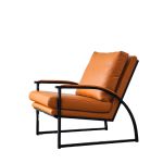 洛港 橙色纳帕皮沙发椅单人沙发休闲意式极简轻奢客厅单人椅老虎椅 750*830*780