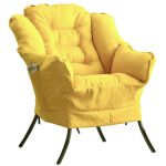 洛港 黄色麂皮绒普通款懒人沙发单人卧室阳台靠背沙发椅 450*500*850