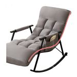 洛港 绒布浅灰色+黑腿科技布摇椅躺椅休闲懒人沙发家用摇摇椅 960*600*800