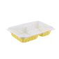 乡乡达厨 一次性两格餐盒800ml 100只装 黄白色有盖/件