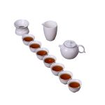 豪峰 功夫茶具简装白瓷描金素月茶壶款10件套简装