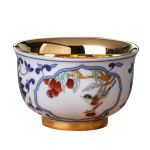 豪峰 鎏金茶器ABC鎏金喜鹊碗型杯（莲花）以佳礼盒