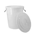 箱大王 Xlj-02 大号加厚塑料圆桶 圆形收纳桶 酒店厨房大容量水桶 白色带盖50L