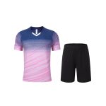 汤姆二代 羽毛球比赛服男女同款运动服乒乓排球跑步比赛服速干羽毛球比赛服套装209粉色3XL码