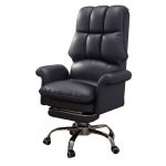 洛港 黑色+脚蹬铝合金脚电脑椅老板椅舒适转椅靠背可躺沙发椅 480*420*1000