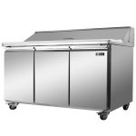 圣托（Shentop） 冷藏保鲜披萨操作台 大容量厨房卧式冰柜风冷无霜 不锈钢三门沙拉冷藏工作台 STL-SF3